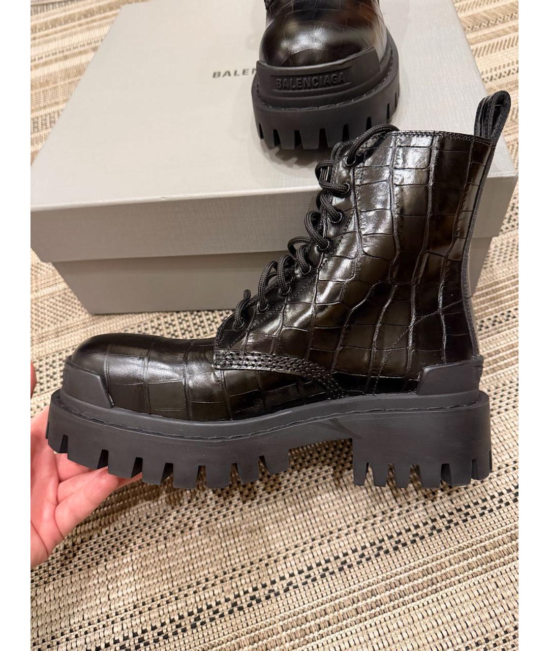 BALENCIAGA Черные кожаные ботинки, фото 5