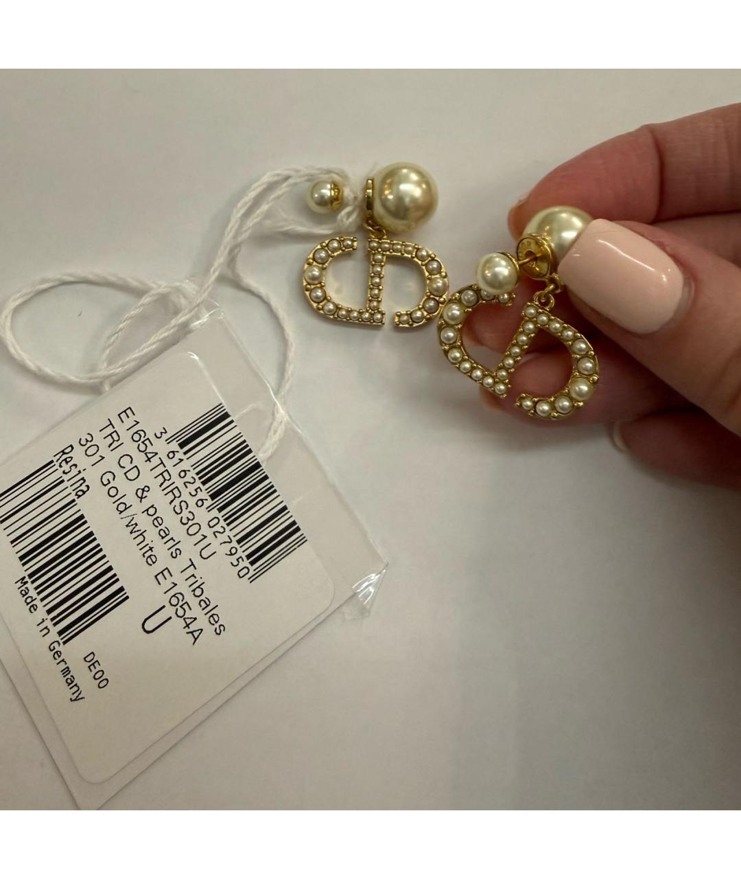 CHRISTIAN DIOR Золотые латунные серьги, фото 5