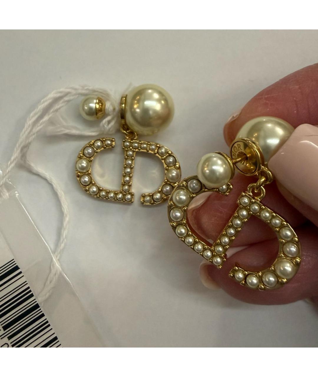 CHRISTIAN DIOR Золотые латунные серьги, фото 6