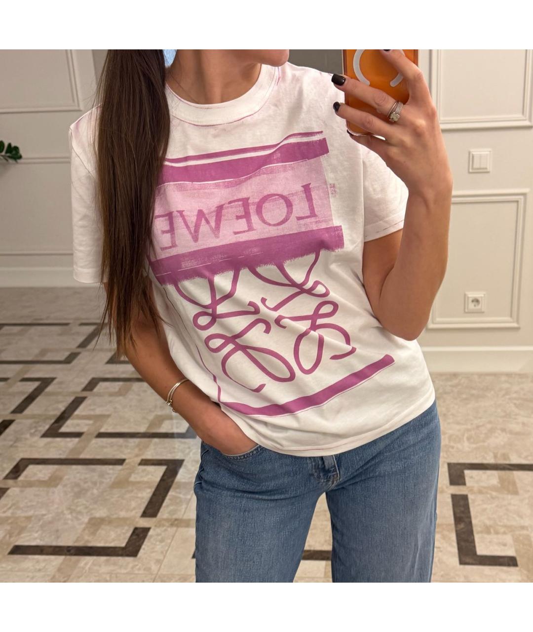 LOEWE Белая хлопковая футболка, фото 4