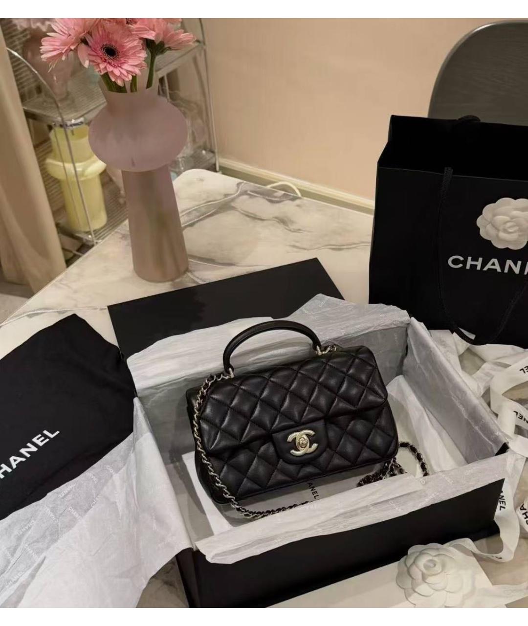 CHANEL Черная кожаная сумка через плечо, фото 5