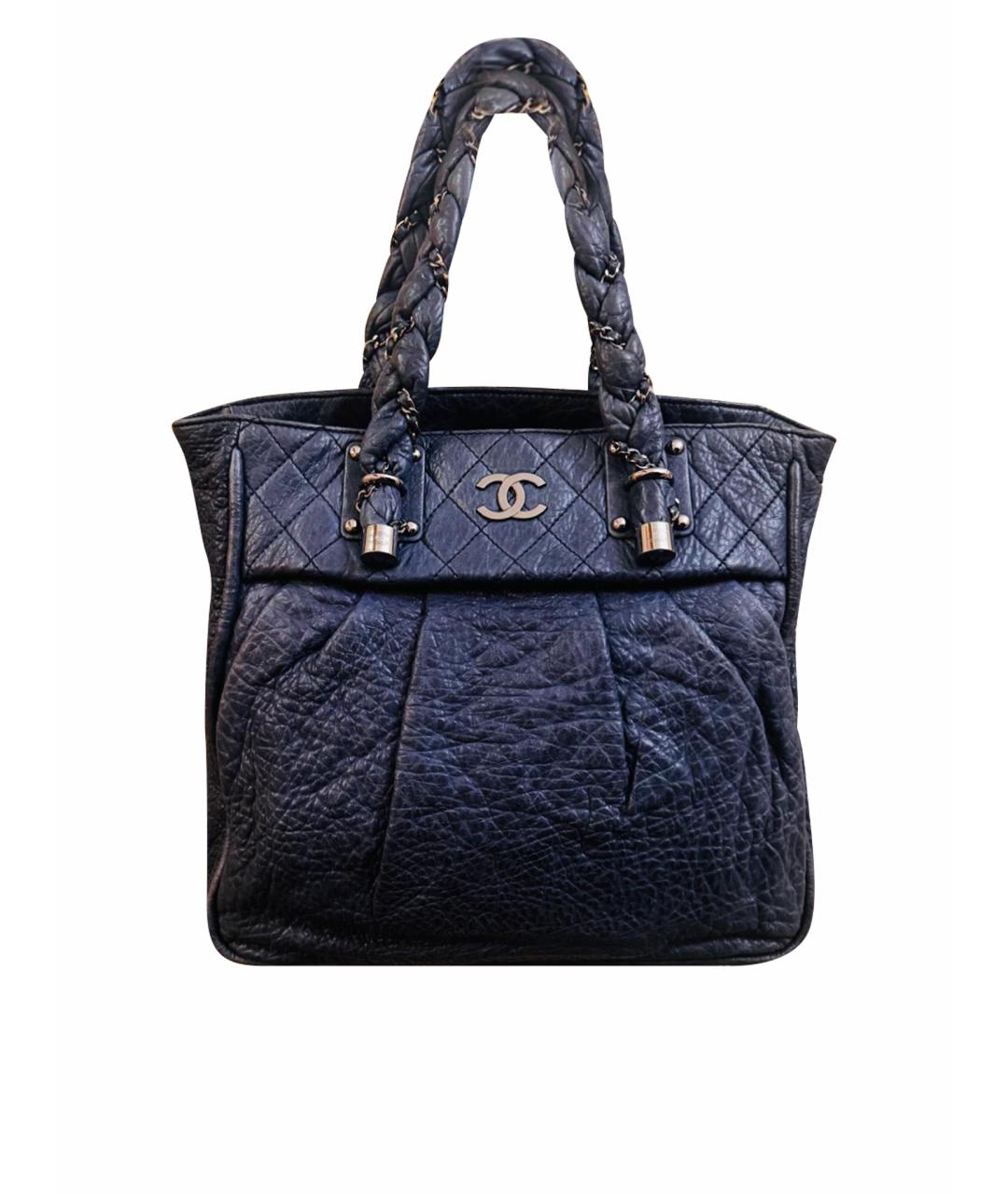 CHANEL Синяя кожаная сумка тоут, фото 7