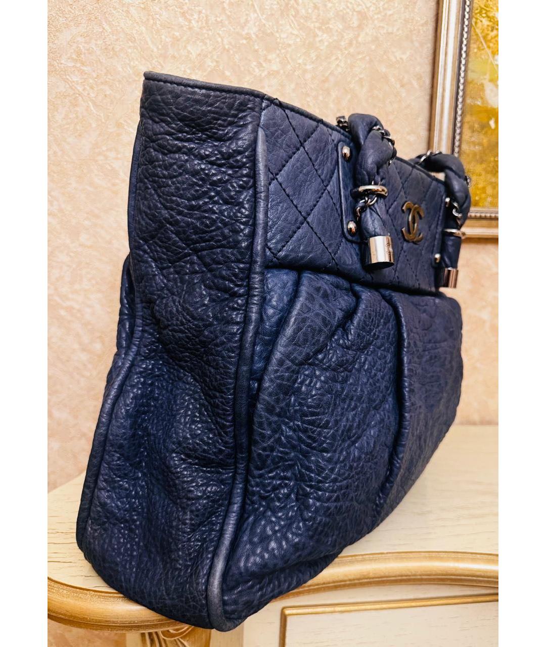 CHANEL Синяя кожаная сумка тоут, фото 2