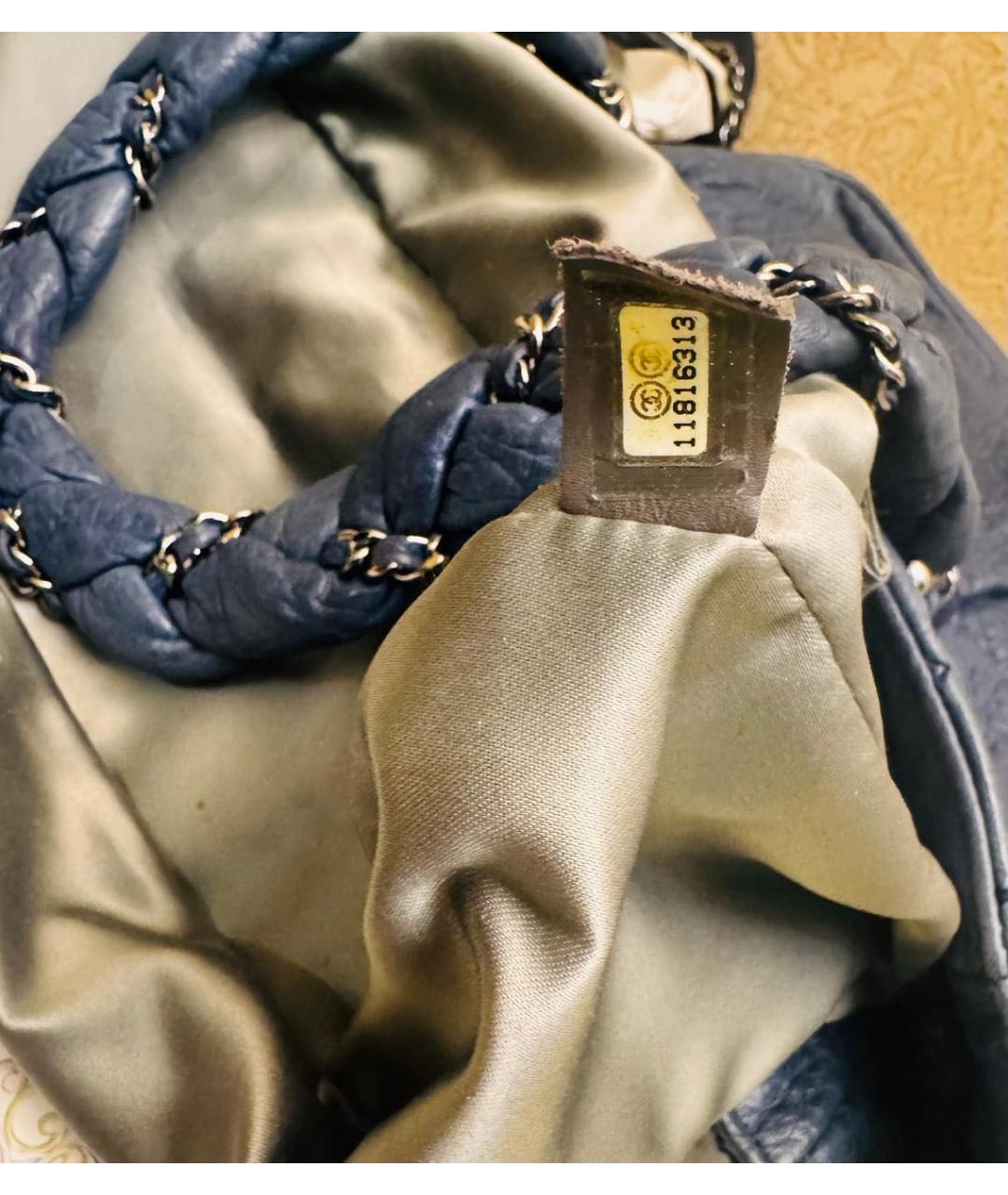 CHANEL Синяя кожаная сумка тоут, фото 4