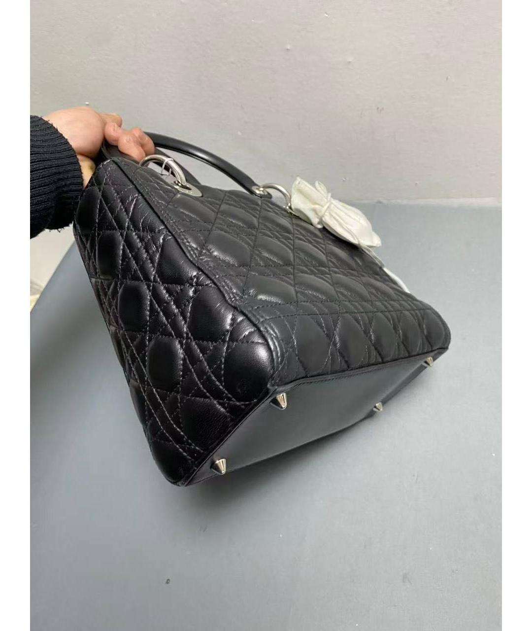 CHRISTIAN DIOR Черная кожаная сумка тоут, фото 2