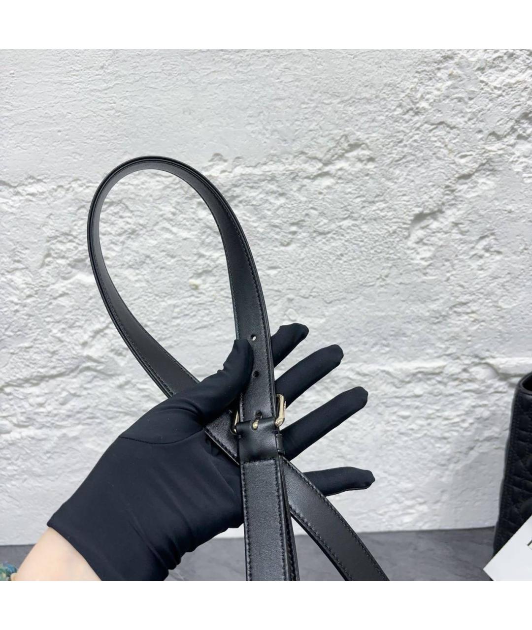 CHRISTIAN DIOR Черная кожаная сумка тоут, фото 6