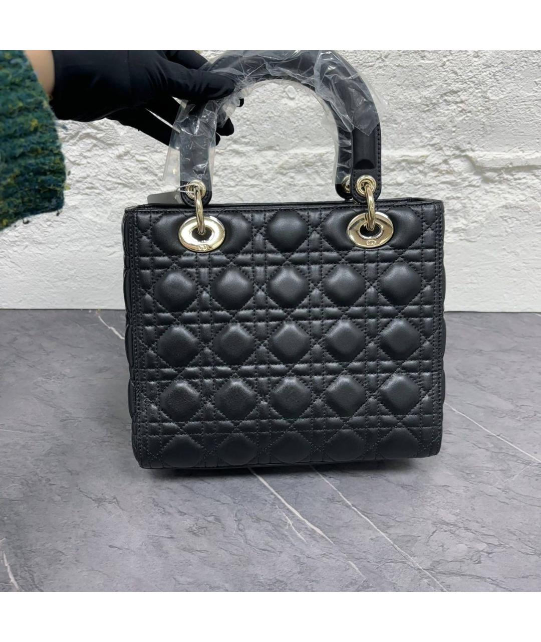 CHRISTIAN DIOR Черная кожаная сумка тоут, фото 3