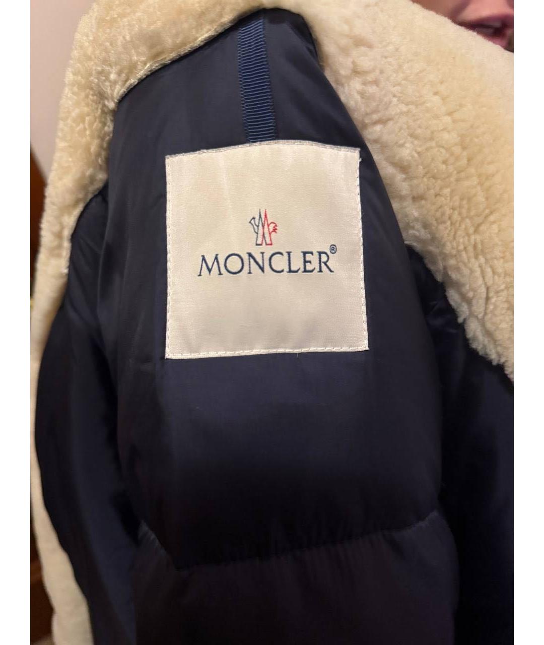 MONCLER Темно-синяя замшевая дубленка/шуба, фото 3
