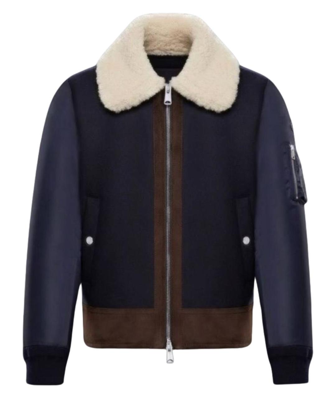 MONCLER Темно-синяя замшевая дубленка/шуба, фото 1