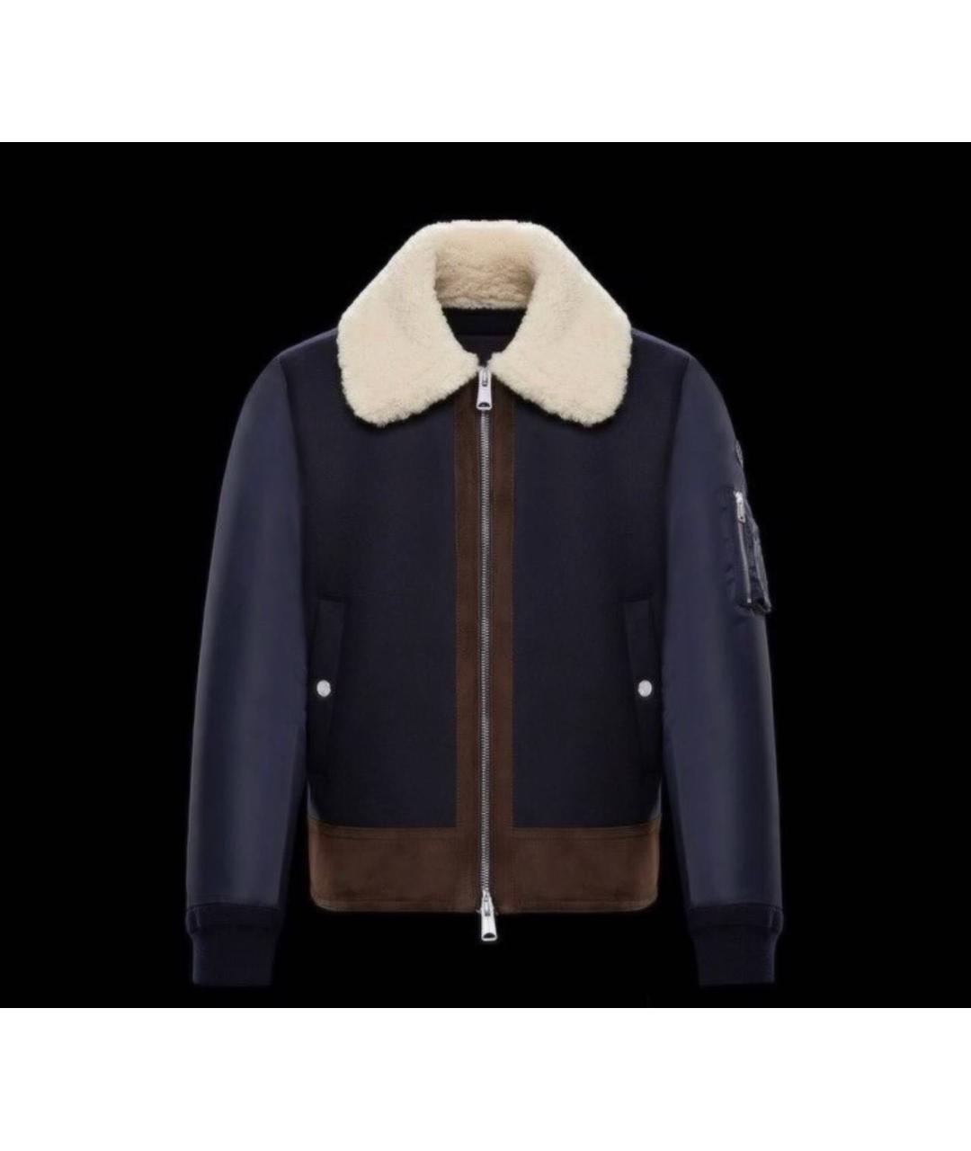 MONCLER Темно-синяя замшевая дубленка/шуба, фото 7