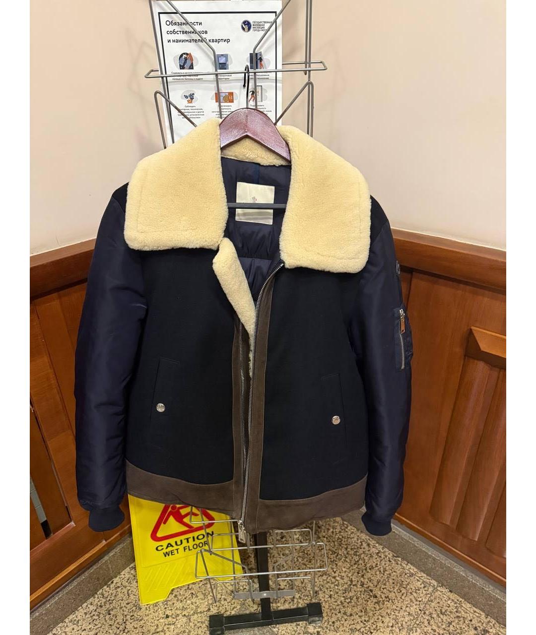 MONCLER Темно-синяя замшевая дубленка/шуба, фото 2