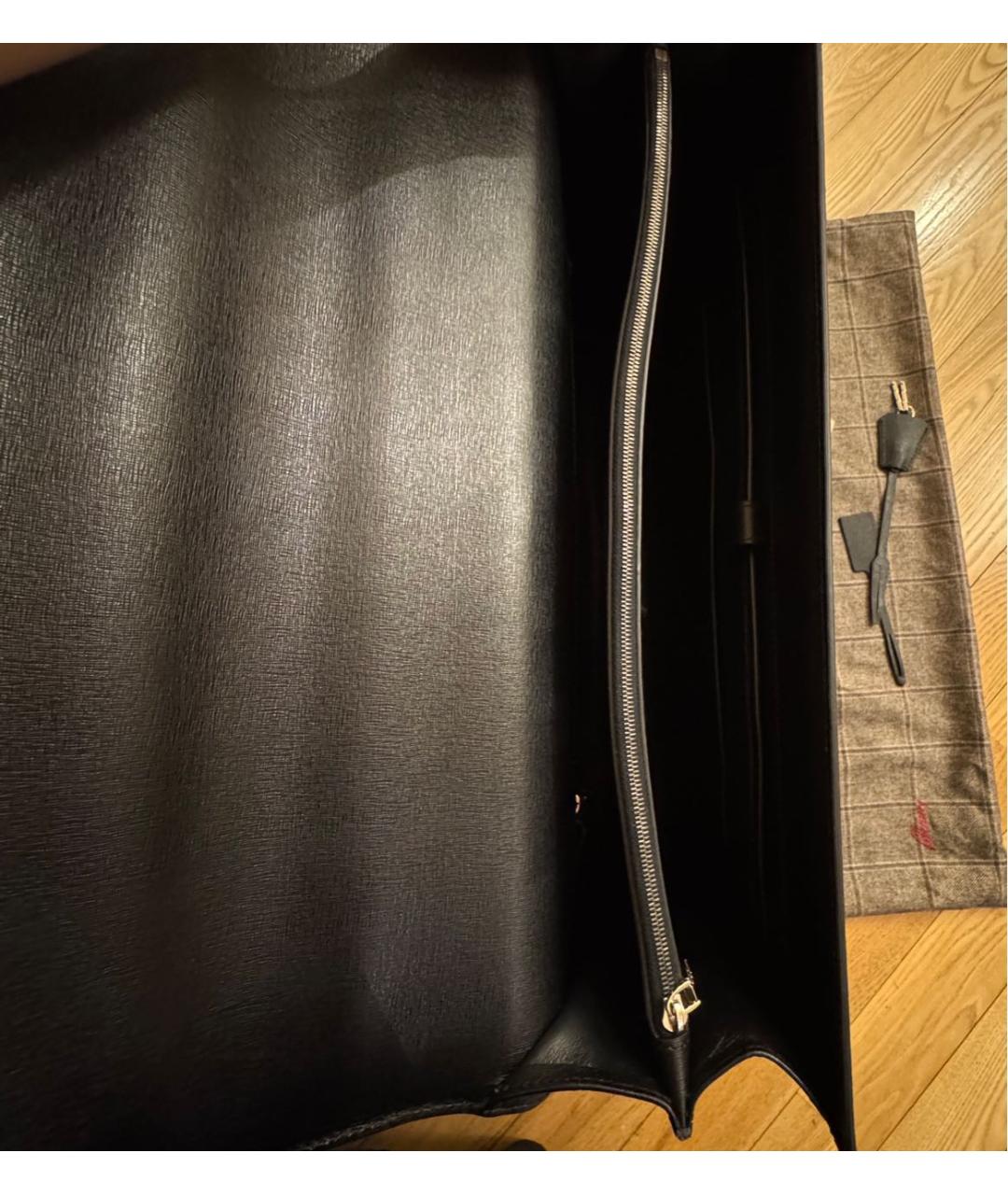 BRIONI Черный кожаный портфель, фото 4