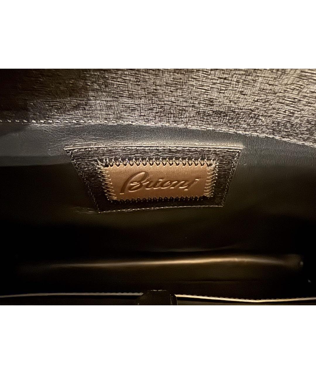 BRIONI Черный кожаный портфель, фото 5
