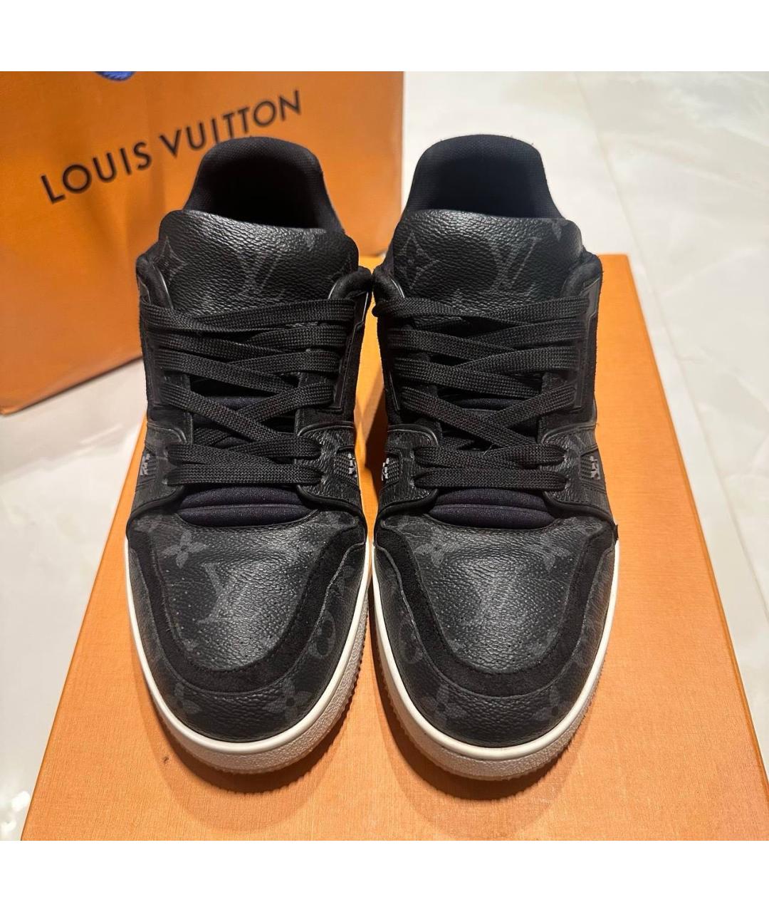 LOUIS VUITTON Антрацитовые низкие кроссовки / кеды, фото 3