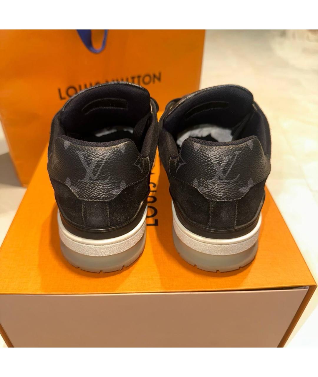 LOUIS VUITTON Антрацитовые низкие кроссовки / кеды, фото 4