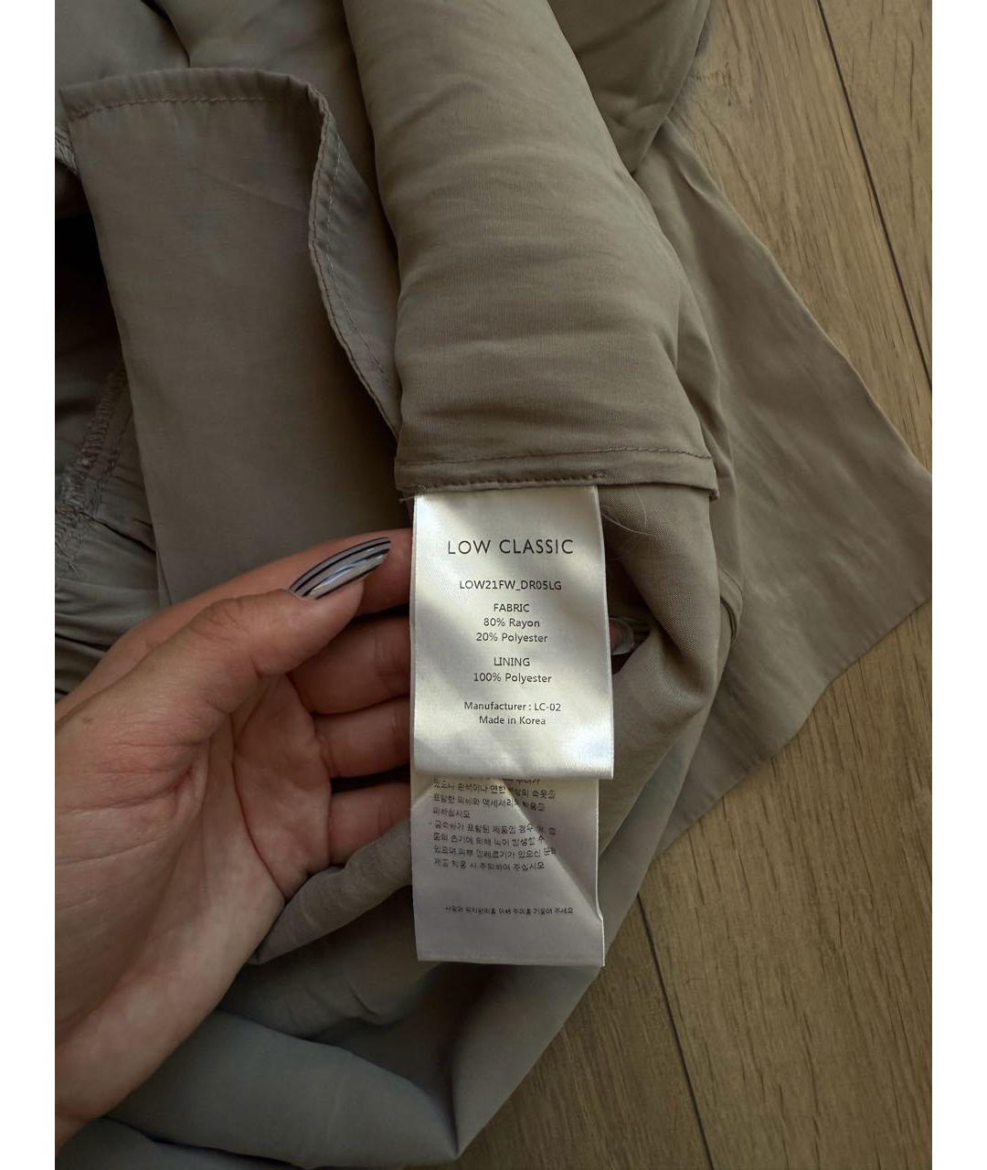 LOW CLASSIC Бежевое вискозное повседневное платье, фото 4