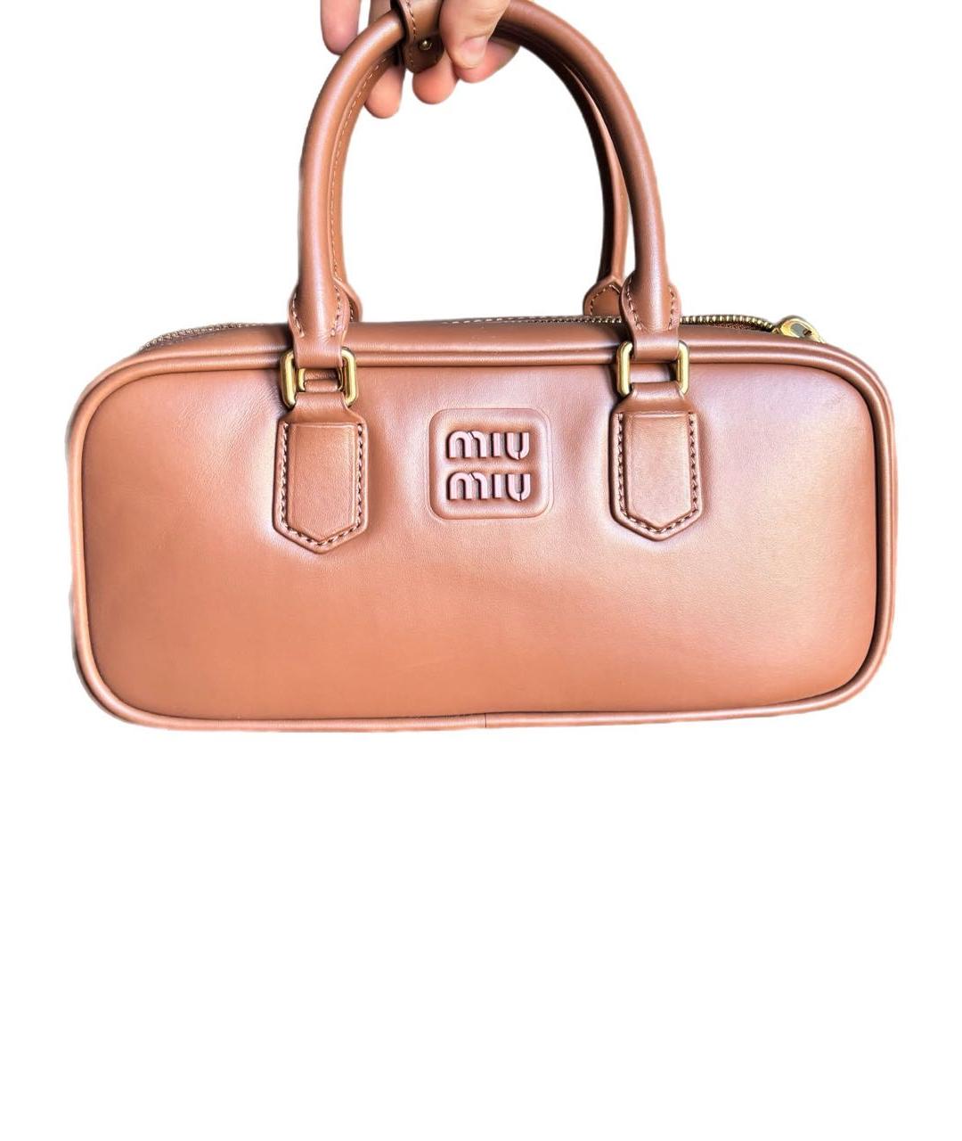 MIU MIU Коричневая кожаная сумка с короткими ручками, фото 8