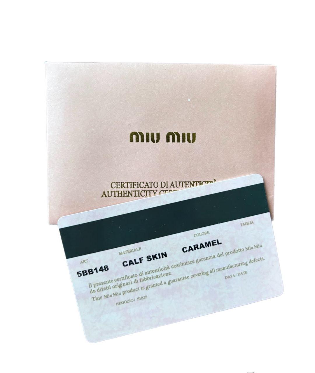MIU MIU Коричневая кожаная сумка с короткими ручками, фото 7