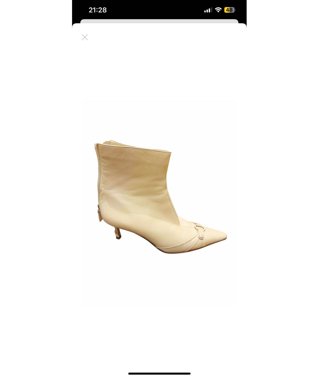 CHANEL Бежевые кожаные ботильоны, фото 5