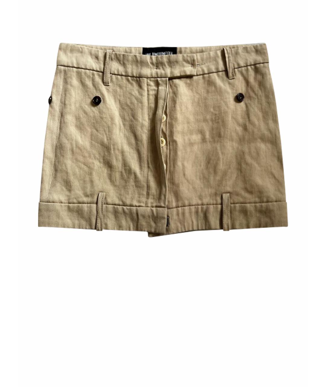 ANN DEMEULEMEESTER Бежевая льняная юбка мини, фото 1