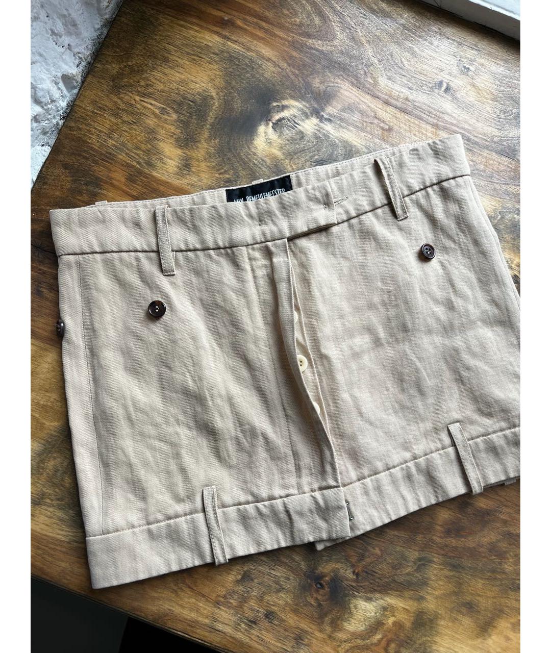 ANN DEMEULEMEESTER Бежевая льняная юбка мини, фото 5