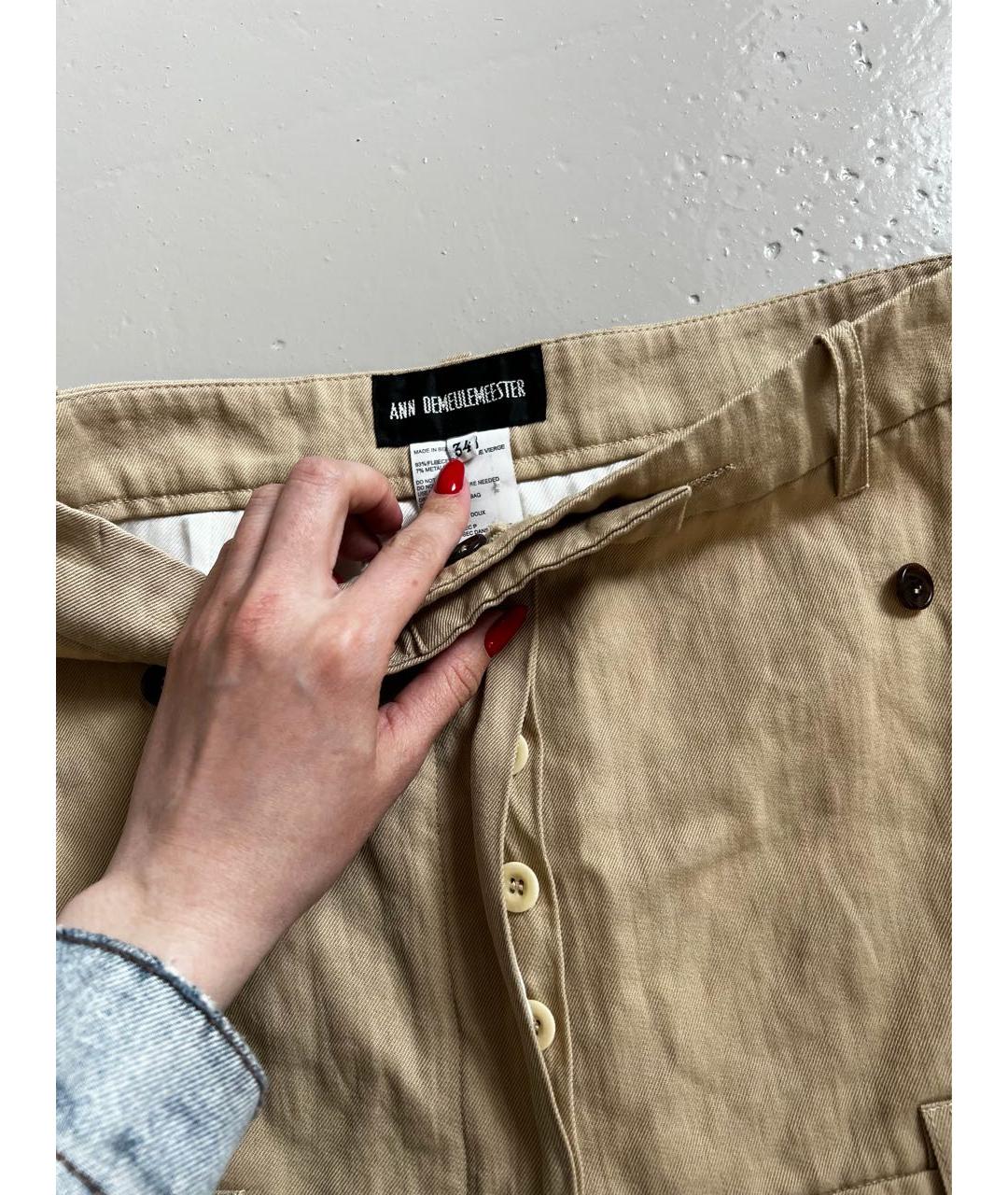 ANN DEMEULEMEESTER Бежевая льняная юбка мини, фото 2