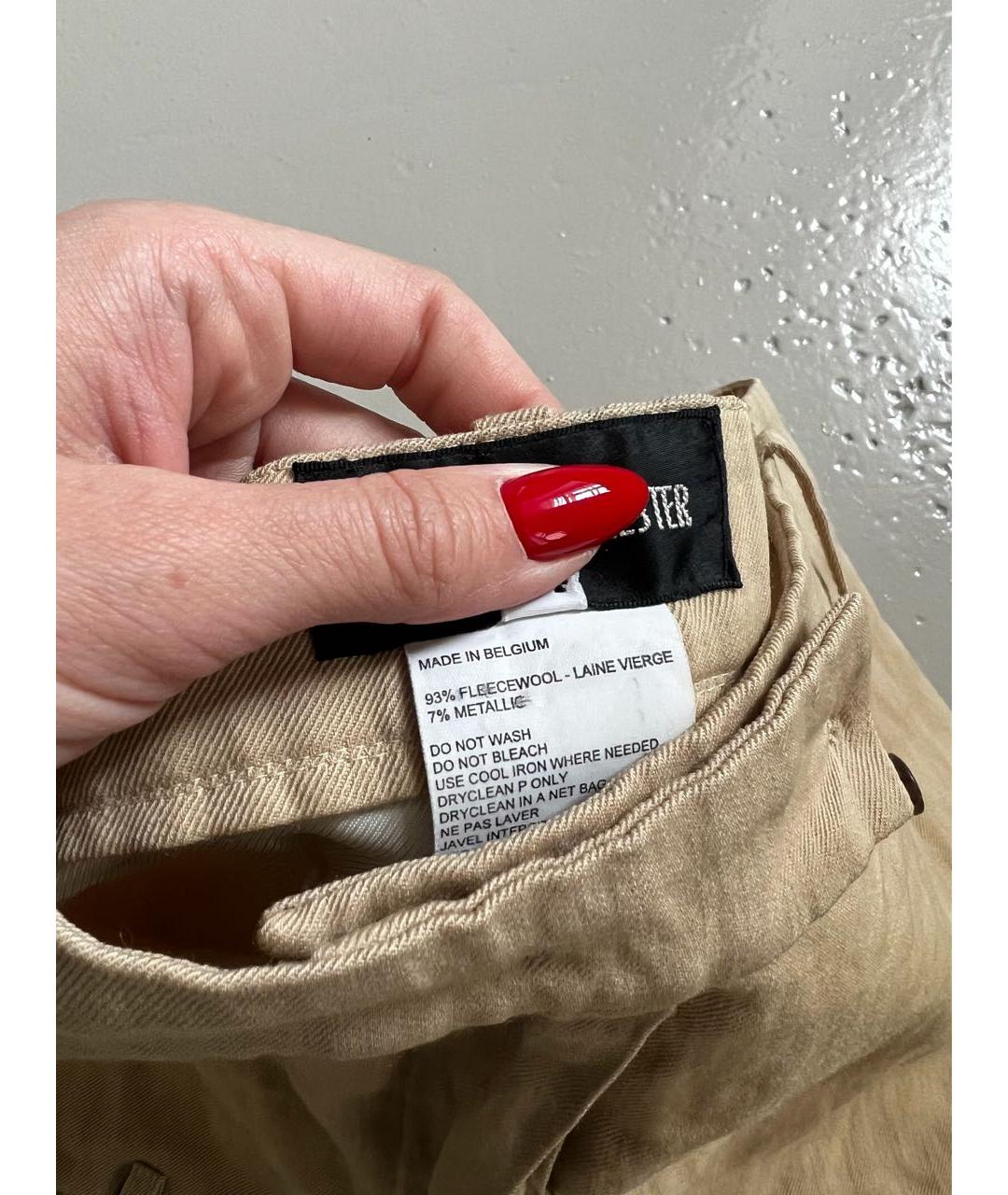 ANN DEMEULEMEESTER Бежевая льняная юбка мини, фото 4