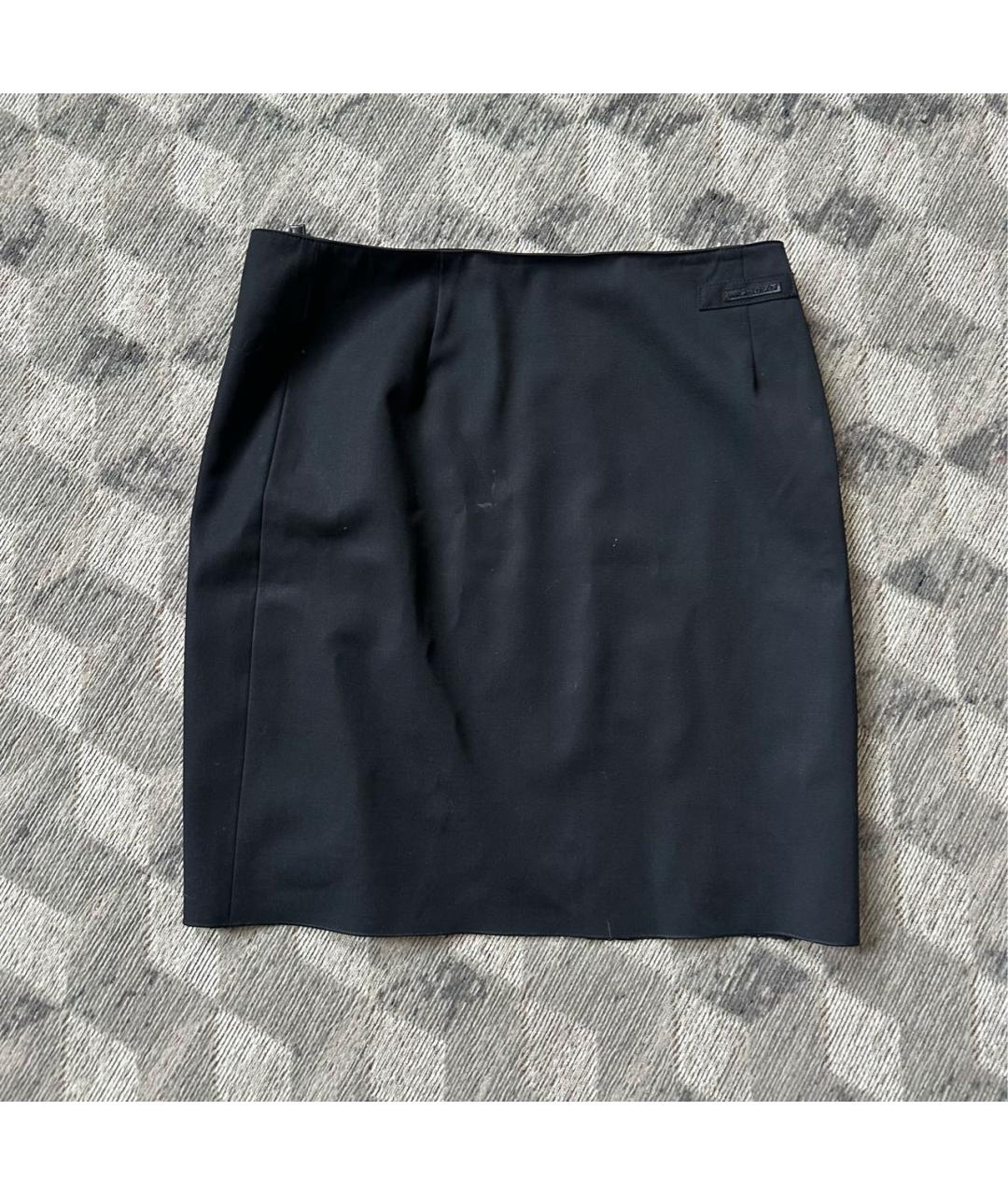PRADA Черная шерстяная юбка мини, фото 4