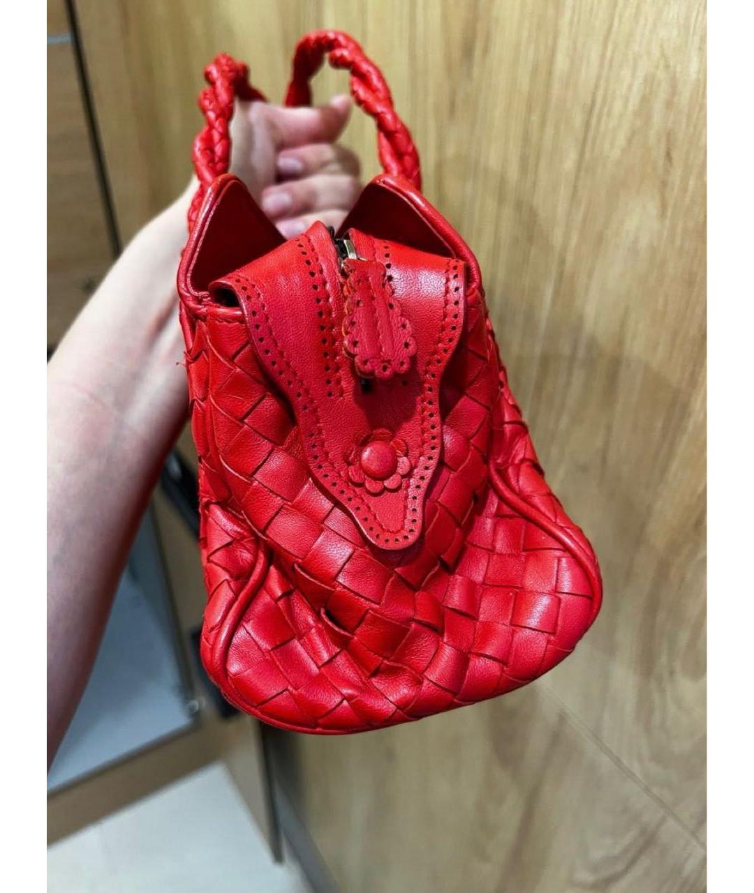 BOTTEGA VENETA Красная кожаная сумка с короткими ручками, фото 8
