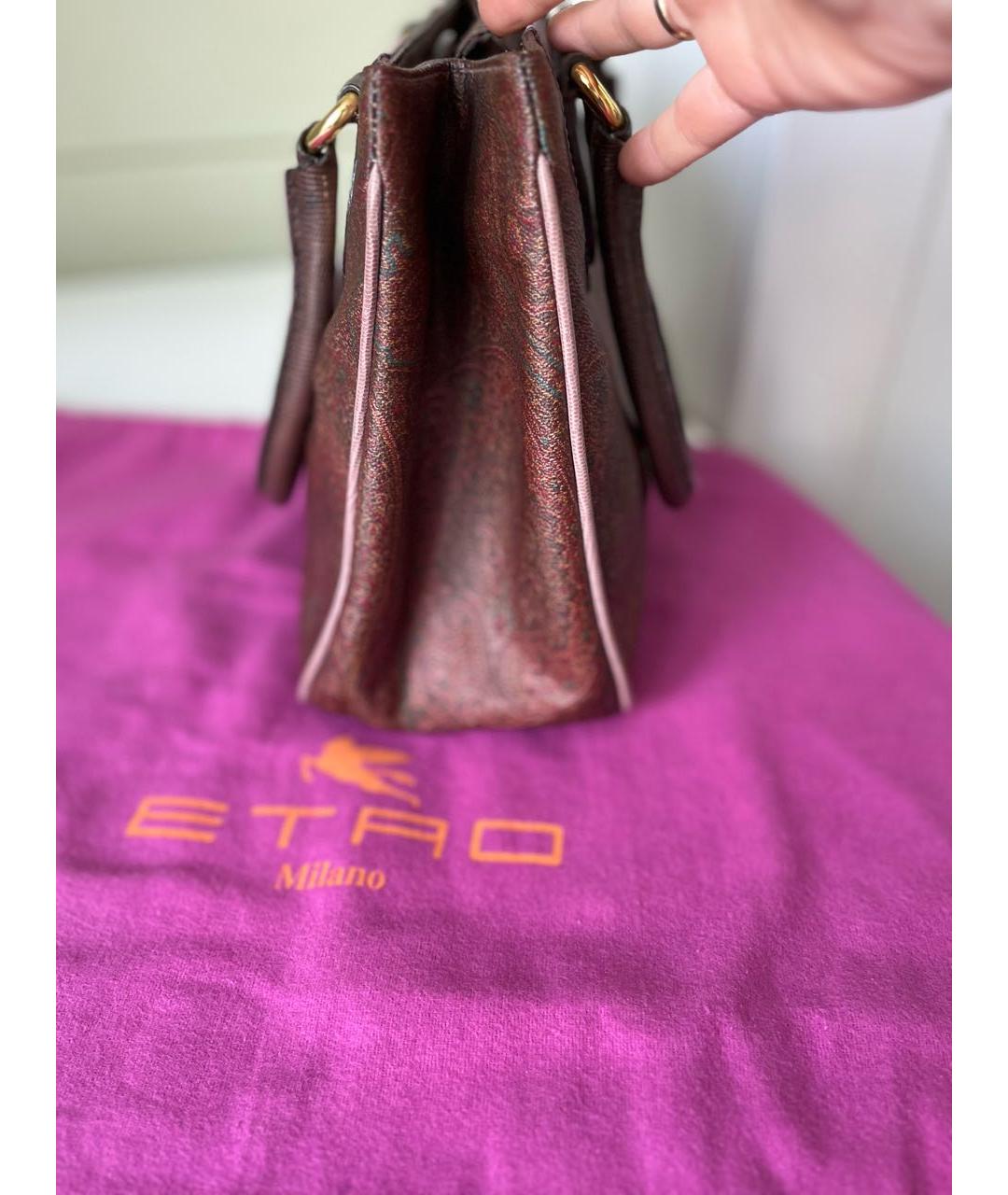 ETRO Коричневая кожаная сумка с короткими ручками, фото 3