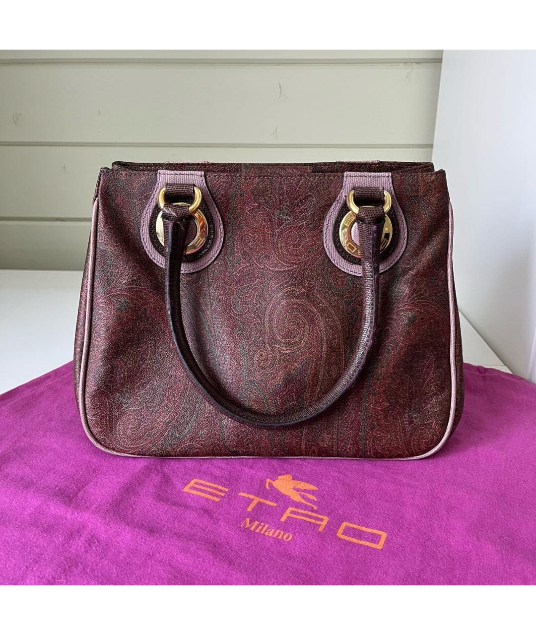 ETRO Коричневая кожаная сумка с короткими ручками, фото 2