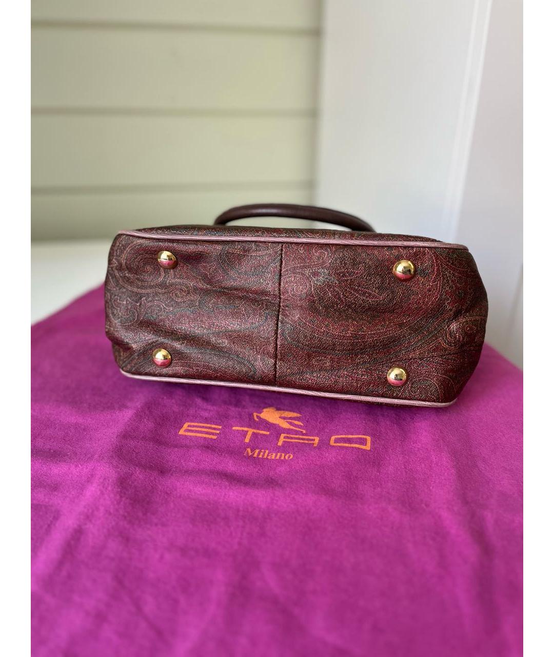 ETRO Коричневая кожаная сумка с короткими ручками, фото 4