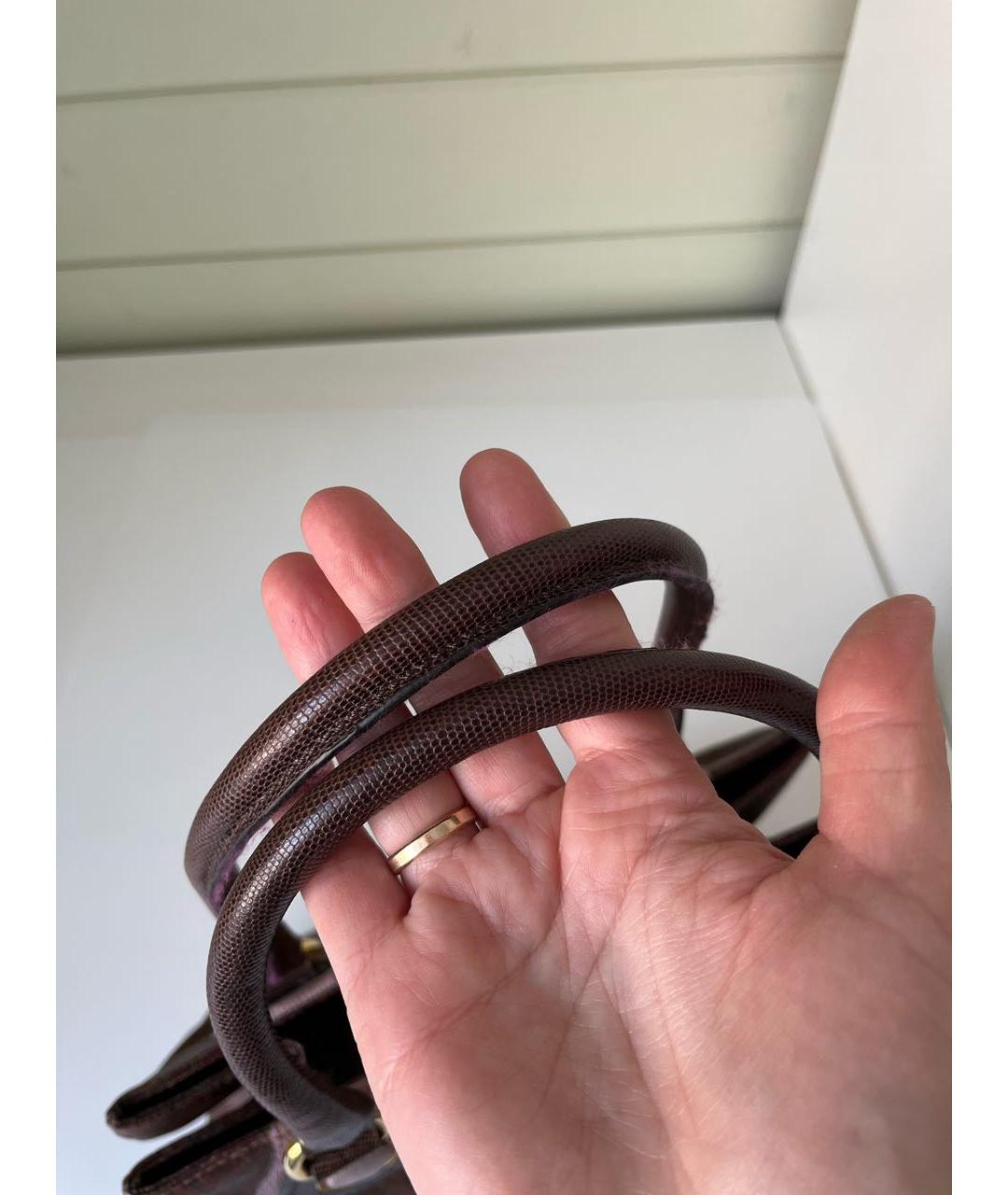 ETRO Коричневая кожаная сумка с короткими ручками, фото 8