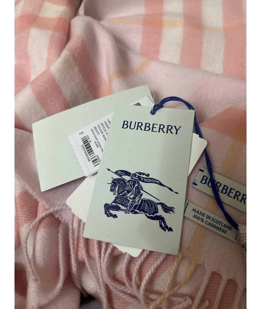 BURBERRY Розовый кашемировый шарф, фото 6