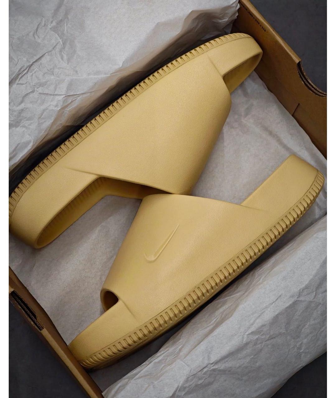 NIKE Бежевые резиновые шлепанцы, фото 2