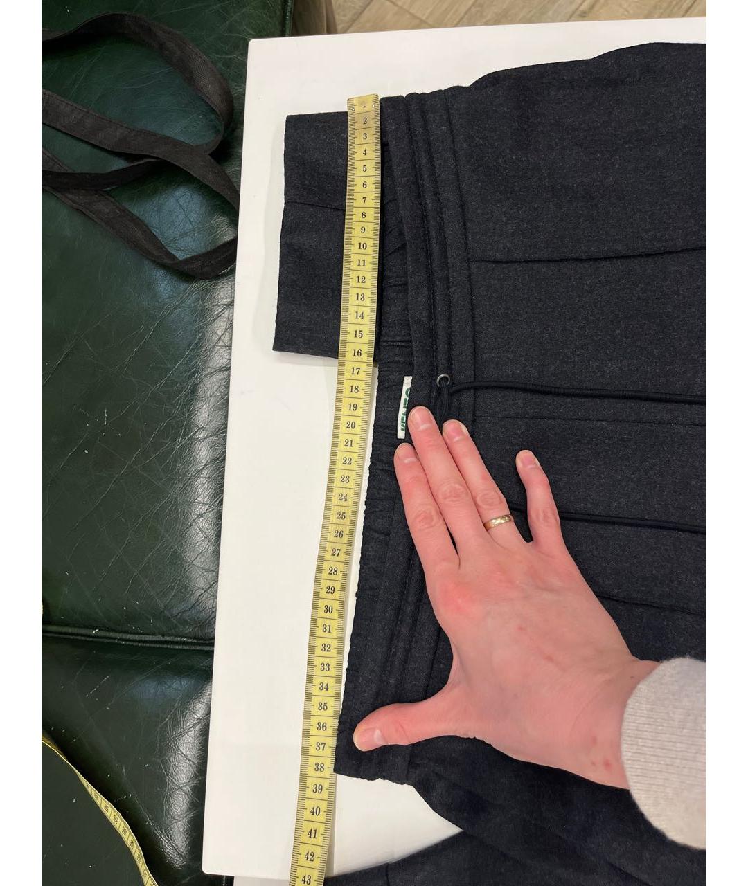 KENZO Серые шерстяные прямые брюки, фото 4