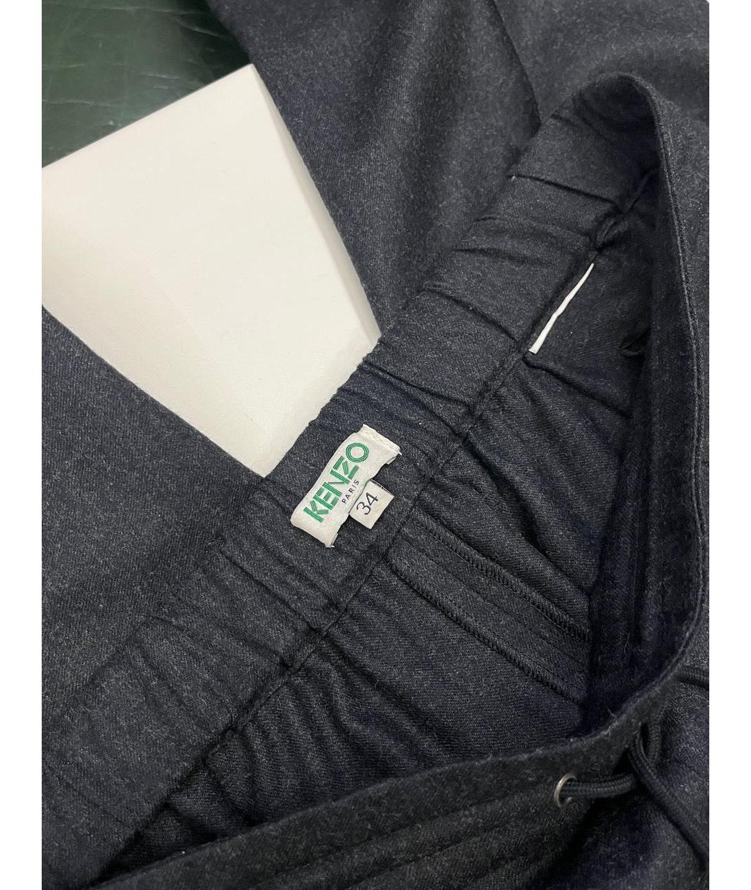 KENZO Серые шерстяные прямые брюки, фото 5