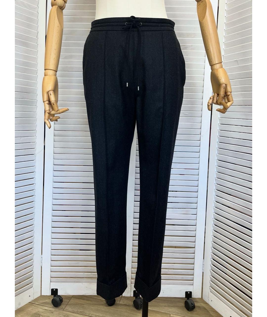 KENZO Серые шерстяные прямые брюки, фото 8