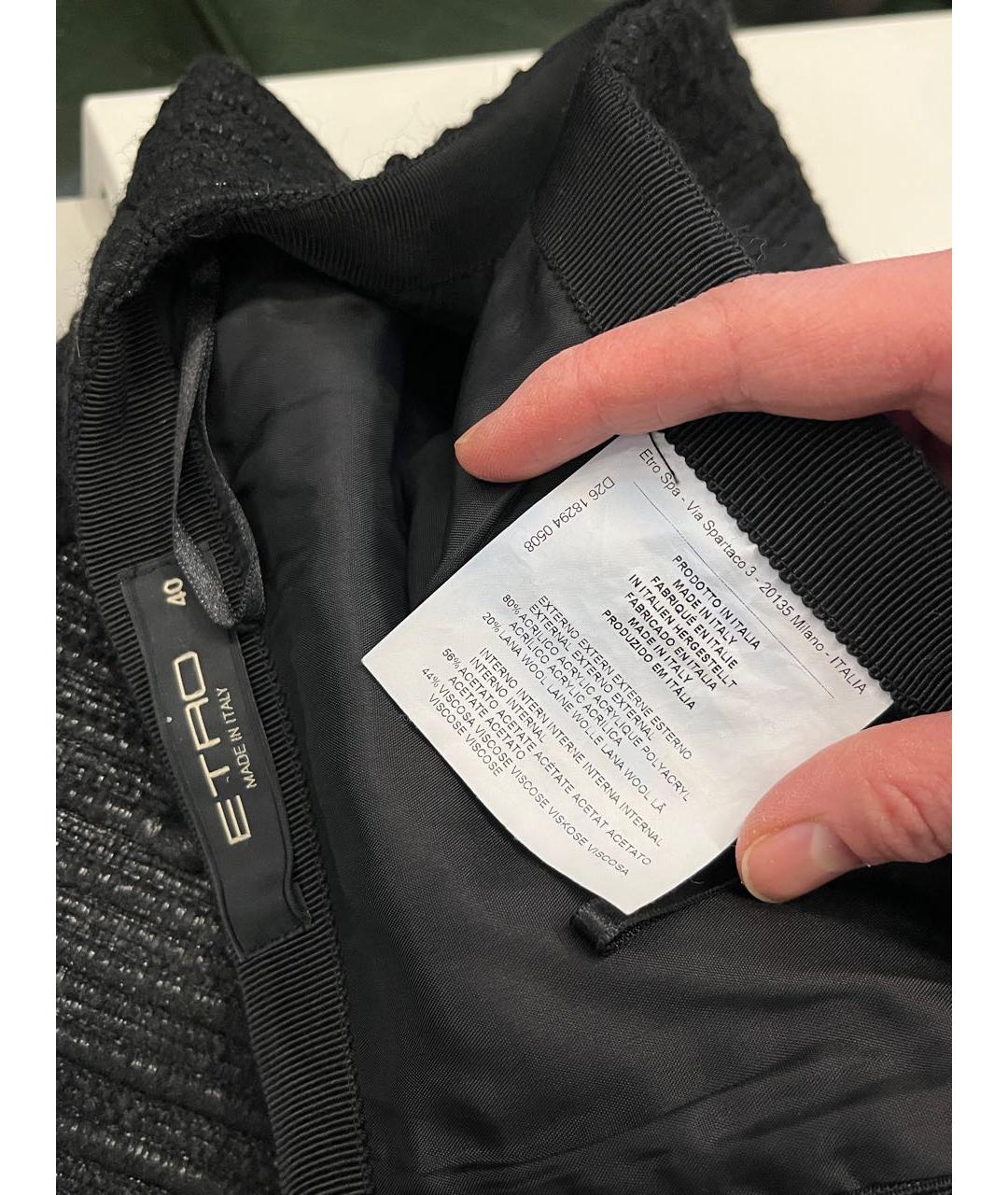 ETRO Черная шерстяная юбка мини, фото 3