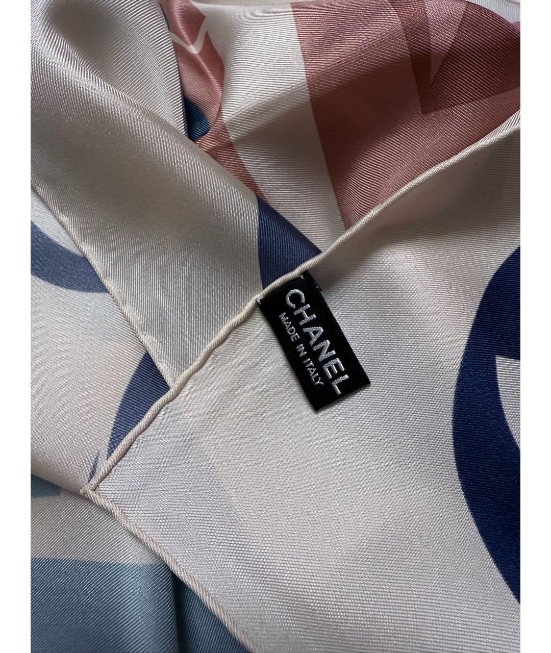 CHANEL Бежевый шелковый платок, фото 4