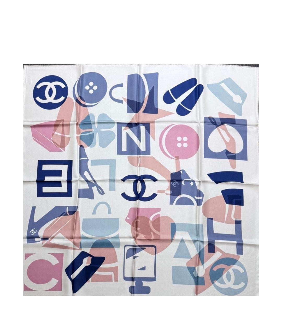 CHANEL Бежевый шелковый платок, фото 1