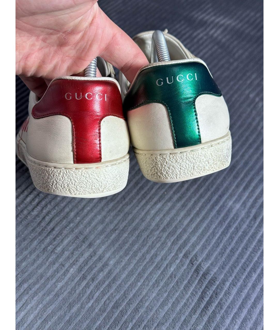 GUCCI Бежевые кожаные низкие кроссовки / кеды, фото 6