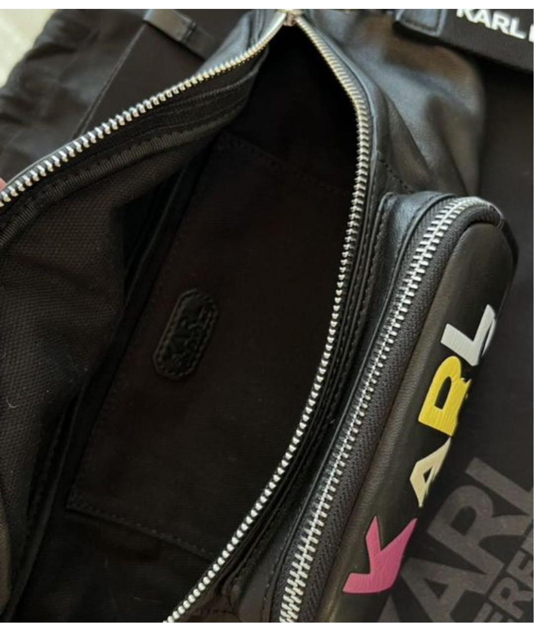 KARL LAGERFELD Черная кожаная поясная сумка, фото 5