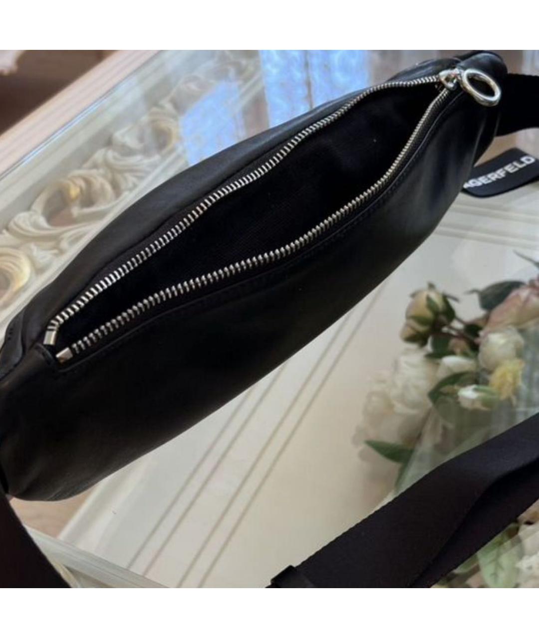 KARL LAGERFELD Черная кожаная поясная сумка, фото 4