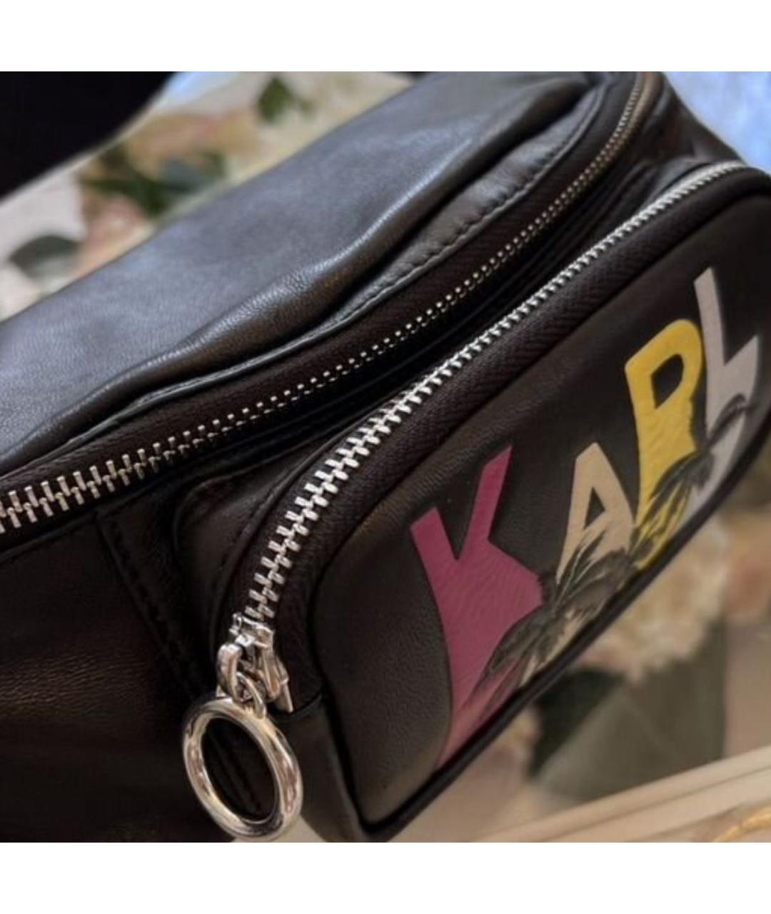 KARL LAGERFELD Черная кожаная поясная сумка, фото 3