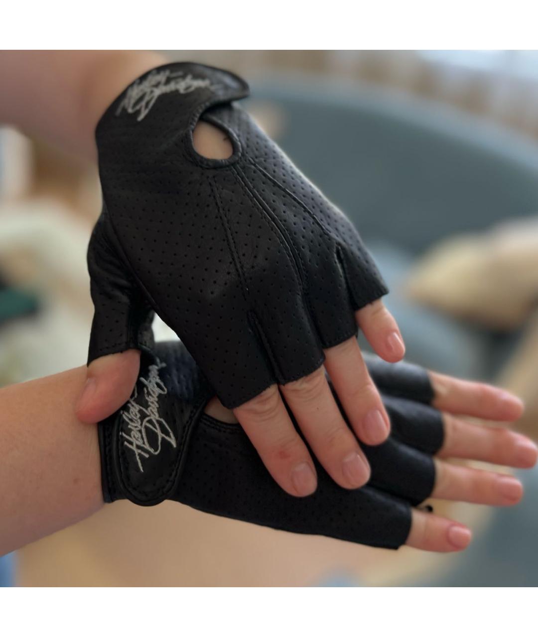 Harley Davidson Черные кожаные митенки, фото 5