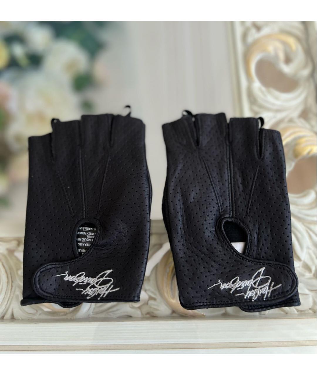 Harley Davidson Черные кожаные митенки, фото 7