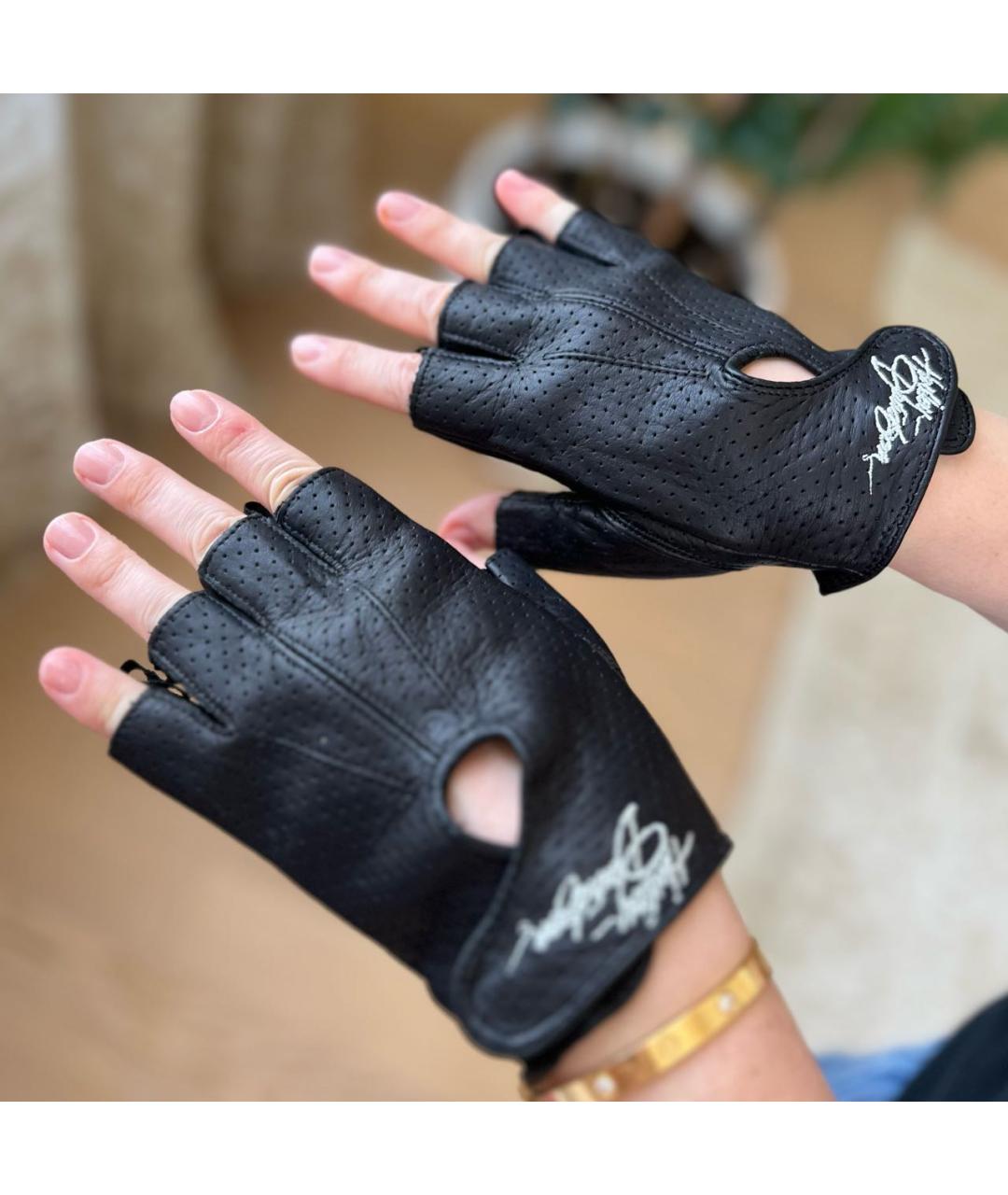 Harley Davidson Черные кожаные митенки, фото 4