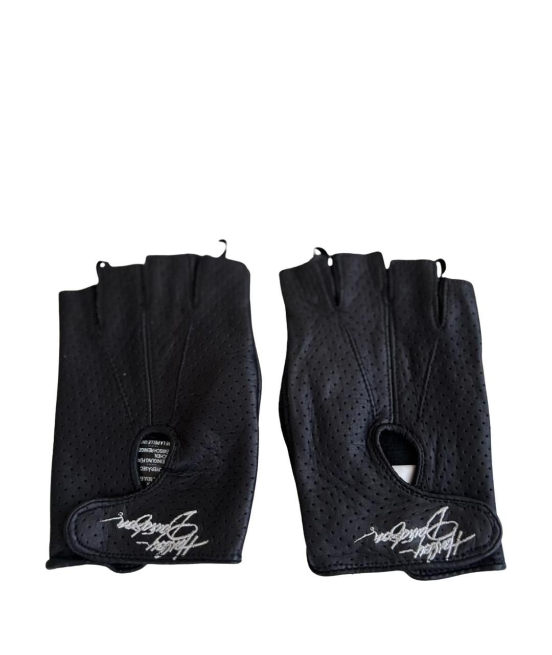 Harley Davidson Черные кожаные митенки, фото 1