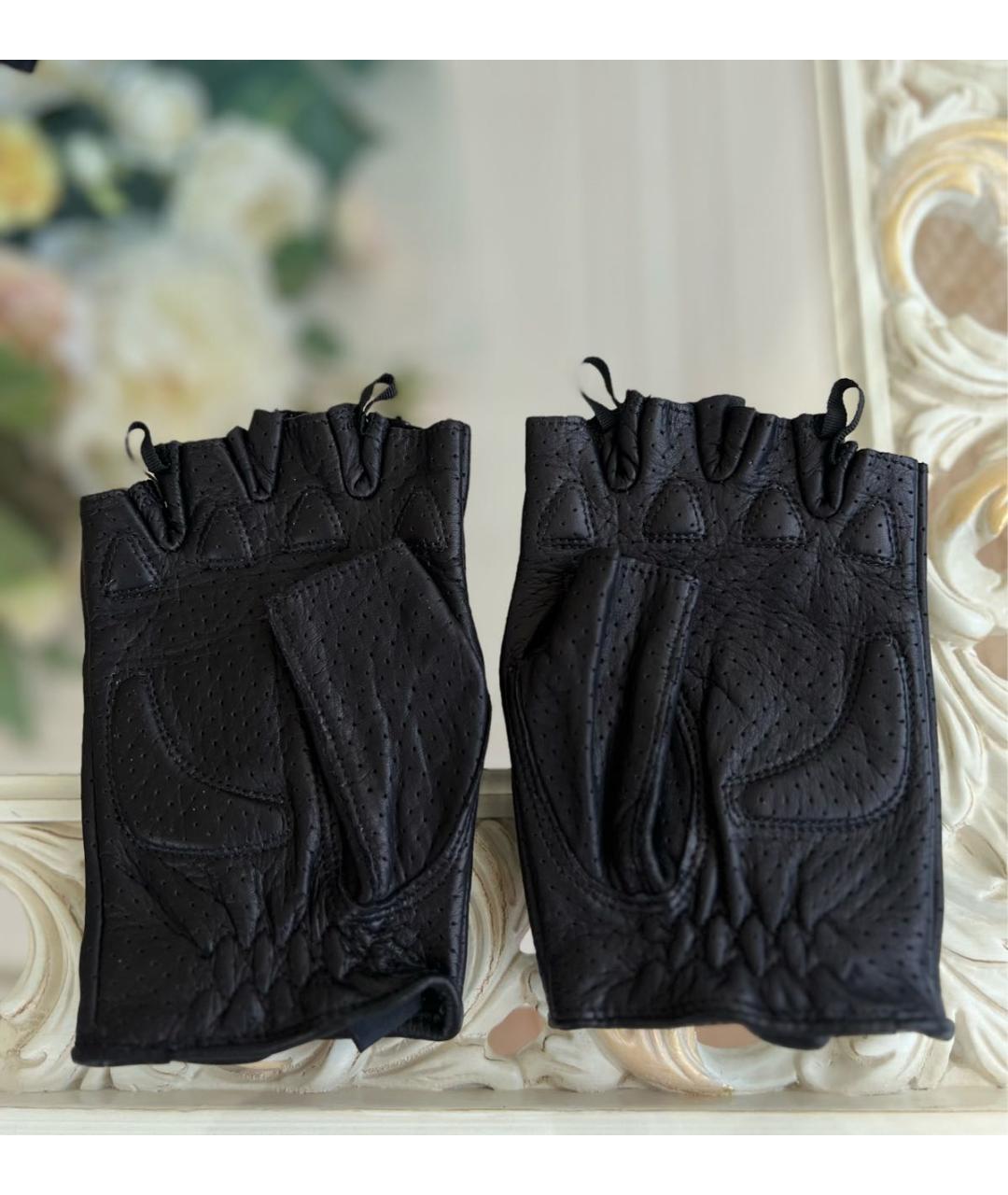 Harley Davidson Черные кожаные митенки, фото 2